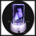 customized image 3d laser enrgaved crystal snowman with led base